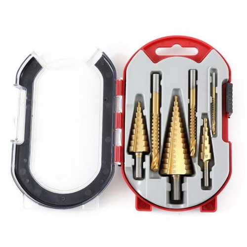 6pcs 티타늄 스텝 드릴 비트 세트, 1/4