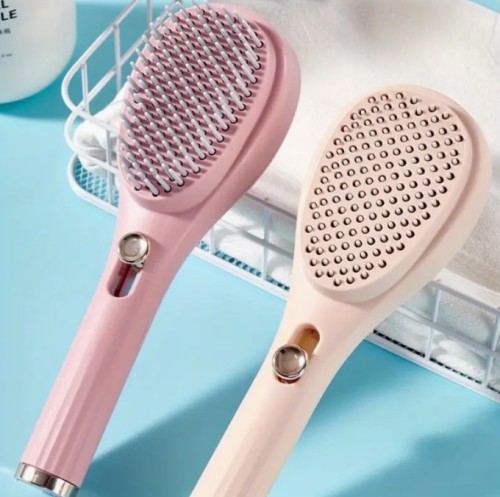 매직 셀프 클리닝 헤어 브러시 - 부드러운 두피 마사지, 휴대용 & 확장 가능, 모든 머리 유형에 적합한 안티-스태틱 고무 브러시, 집 & 여행용, 마사지 빗