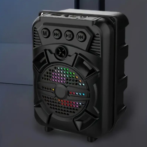 휴대용 무선 스피커 안티-폴 슈퍼 베이스 야외 휴대용 스피커 ZQS1315 LED 라이트 TF/USB/FM/AUX/무선 카라오케 스피커, 휴대폰 홀더 포함, 라이브 음악 및 홈 파티에 완벽