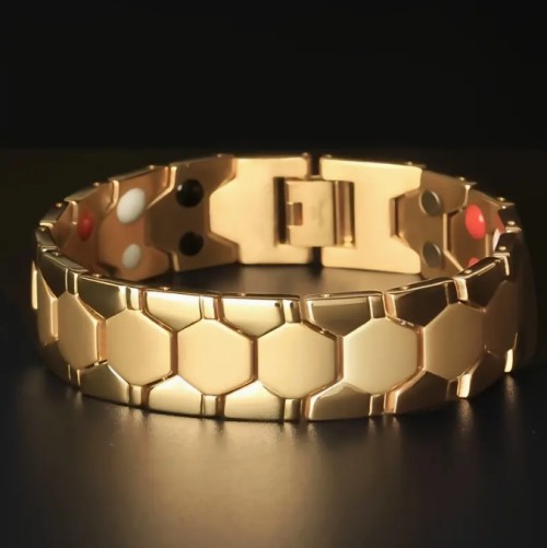 남성용 티타늄 팔찌 - 기하학적 육각 패턴, 조절 가능한 사이즈, 내식성 주얼리, 크리스마스·아버지의 날·설날 선물, 세련된 손목 액세서리, 고품질 마감