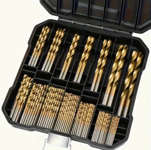 티타늄 코팅 고속강 드릴 비트 세트 50개 - DIY 공예, 목공, 조각, 주얼리 제작용, 135° 포인트, 1/16인치 ~ 1/2인치 사이즈 범위, 금속 원통형