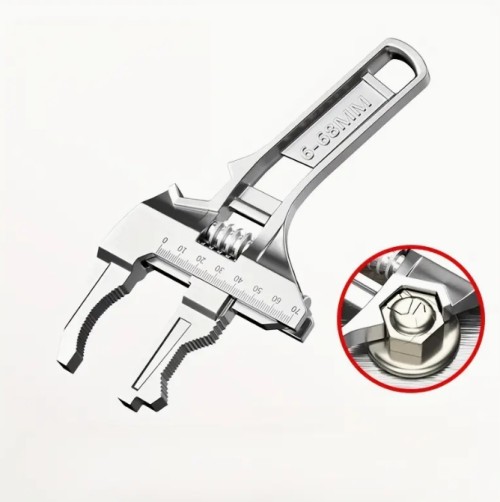 범용 조절 가능한 6-68mm 대형 개방 파이프 렌치 - 알루미늄 구조, 인체공학적 손잡이 및 정밀 측정 눈금, 가정 수리 및 DIY 프로젝트용