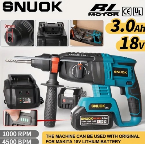 3.0Ah 리튬 배터리 해머 드릴, 18V 브러시리스 임팩트 드라이버, 가정 및 개조용 컴팩트 멀티펑션 전기 픽업