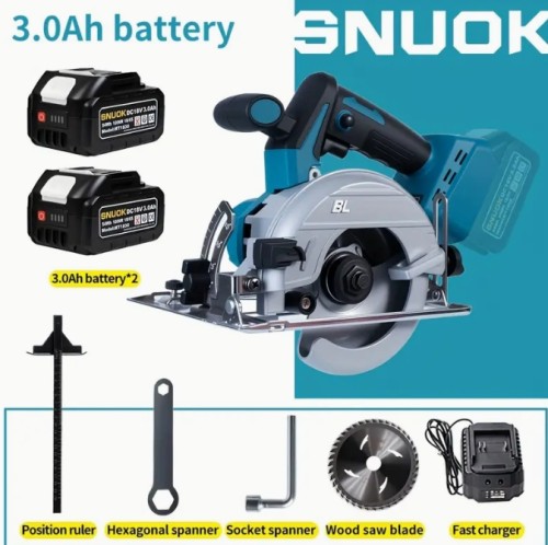 SNOK 18V 브러시리스 전기 원형 톱, 125mm 충전식 체인톱, 1000W 핸드헬드 파워 톱