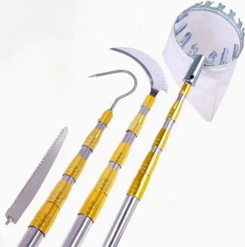 확장 가능한 과수원 도달 도구, 236인치 금속 과일 수확 막대, 쿠션 바구니 포함, 모든 과일 수확을 위한 정원 농업 장비v