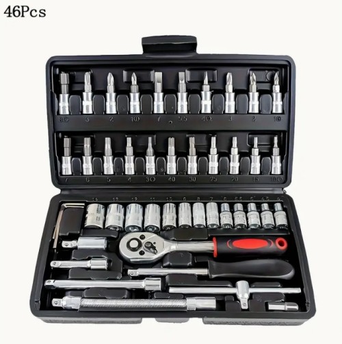 블랙 46/블루 51/오렌지 53pcs 기계 도구 소켓 세트, 1/2