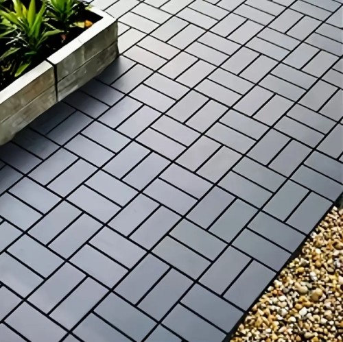 방수 & 미끄럼방지 그레이 인터로킹 바닥 타일 - 30.48x30.48 cm 실내/실외 파티오/현관용 퀵락 포장재