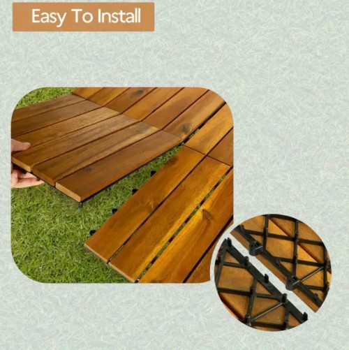 부티크 브러시 오일 방식성 목재 테라스 인터록킹 바닥 타일, 야외 테라스 발코니 DIY 자체 포장 안뜰, 스플라이싱 설치, 야외 파티오 바닥 야외/실내 장식 모든 날씨 발코니 바닥