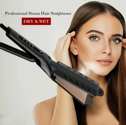 여성용 프로페셔널 스트레이트너 4단계 온도 조절 세라믹 이온 헤어 컬러, 앞머리 포함 홈 릴랙세이션, 2-in-1 스트레이트너 & 컬링 완드, 45W 220V EU 플러그