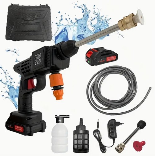 무선 고압세척기, 652-PSI 1.1 GPM 휴대용 전동 세정기 (2000mAh 배터리 포함), 자동차/바닥/울타리/보도 청소에 적합, 10미터 호스 제공