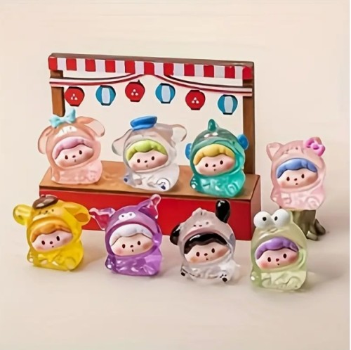 8 투명한 빛나는 산리오 꼬마 머리 큐브 DIY 주얼리 미니어처 조경 레진 공예 동물 인형 소품