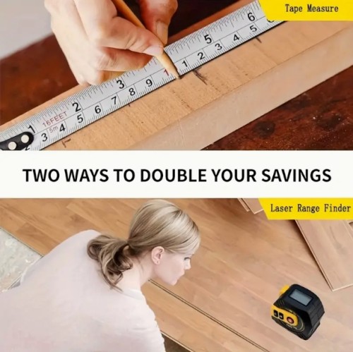 1개 다기능 2-in-1 레이저 줄자, 39.93미터/79.86미터 레이저 거리 측정기, 4.88미터 줄자 포함, USB 충전, LCD 디스플레이, 피탈라, 면적, 볼륨, 피트/피트+인/인+인 유닛 스위치 디지털 범위 측정기, 홈 개선, DIY 프로젝트, 현대적인 측정 도구, 컴팩트 디자인, 고정밀 센서, 내구성 있는 구조, 다기능 도구, 홈 리노베이션, DIY 애호가용