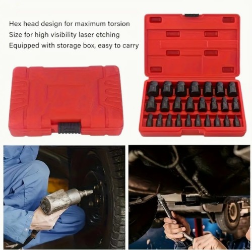25개/10개 헥스 소켓 스크류 추출기 세트, 내구성 강철 볼트 및 너트 제거 키트, 손상된 볼트와 나사 쉽게 제거용, 전문가급 멀티슬롯 디자인, 부식 방지 재질, 정밀 엔지니어링, 수동 드라이버 세트, 홈 개선 및 DIY 수리 도구
