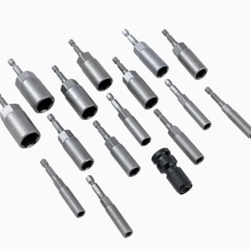 16피스 너트 드라이버 딥 소켓 세트 메트릭 5.5-19mm 1/4인치 헥스 샹크 자석 볼트 제거기, 전동 드릴 및 스크루드라이버용, 길이 80mm