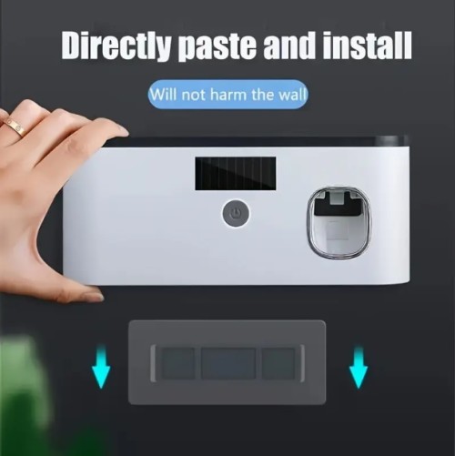 1 스마트 칫솔 홀더 자동 칫솔 크림 디스펜서 - 벽걸이, 5 슬롯 보관함, 내구성 플라스틱, USB 충전식 리튬 배터리, 현대 욕실 정리 및 홈 데코, 욕실 칫솔 랙, 욕실 정리 | 현대 칫솔 홀더 | 내구성 플라스틱 홀더, 칫솔 보관함 정리기