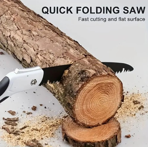 1pc 합금 스틸 접이식 손톱 가위, 스피넬 잠금 - 빠른 절단, 노력 절약, 휴대용 미니 톱, 가정, 정원, 목공, 캠핑 - 벌목 도구, 야외 모험가에게 이상적인 DIY 선물