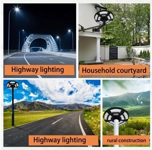 인간체 센서가 있는 태양광 UFO 거리등 - 원격 제어, 빌라, 커뮤니티 및 광장용 광택 마감, 원형, 정원 램프