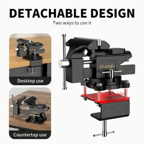 OuDiSi 8.89cm 빠른 조절 작업대 바이스 - 헤비듀티, 다기능, 미끄럼 방지, 산업용 강철, 270° 회전 조, 정밀 작업용, 조립 필요 없음