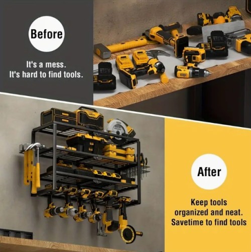 중량 철제 전기 도구 정리대, 벽걸이 멀티층 선반, 차고용, 드라이버 하마 홀더, 이상적인 아버지의 날 및 휴일 선물