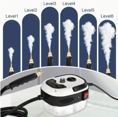 3개의 브러시 헤드와 6단계 조절 가능한 속도의 고온 압력 스팀 클리너가 포함된 1500W 휴대용 핸드헬드 스팀 클리너, 주방, 가구, 욕실, 자동차에 적합