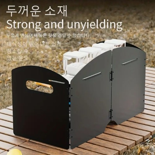 헤비듀티 휴대용 캠핑 스토브 방풍막 - 화염 보호 기능, 접이식 야외 요리용 바람막이, 가스레인지 호환 가능, 백패킹, RV, 바베큐 - 견고한 아연 합금 구조, 컴팩트 디자인, 고품질 액세서리, 방풍 쉴드, RV 여행자용