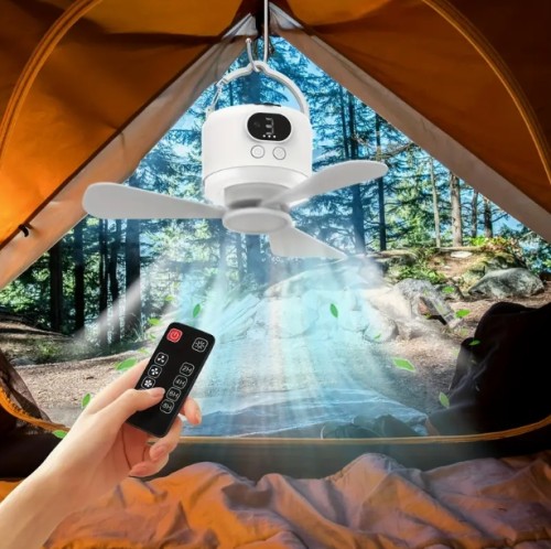 LED 야간 조명이 있는 10400mAh 휴대용 캠핑 팬, 텐트 및 야외용 USB 충전식 행잉 팬, 기숙사용 - 장시간 배터리 지속력, 고풍력, 폰 충전기 및 파워 뱅크 겸용, 캠퍼 액세서리