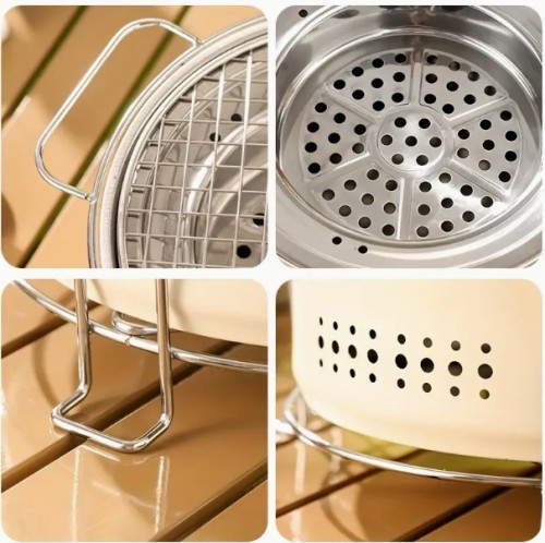 1개 컬러풀 스테인리스 스틸 숯불 바베큐 그릴, 무연 휴대용 탁상용 바베큐 그릴, 야외 요리 용품