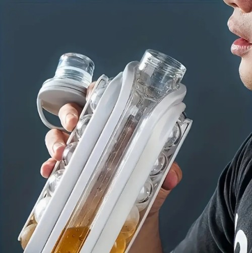 1pc 2 in 1 접이식 아이스 메이커 물 컵 커피 포트, 아이스 트레이 몰드, 둥근 구형 아이스 큐브, 가정, 주방, 야외, 학교, 사무실에 적합, 4 계절에 사용할 수 있습니다, 냉장고