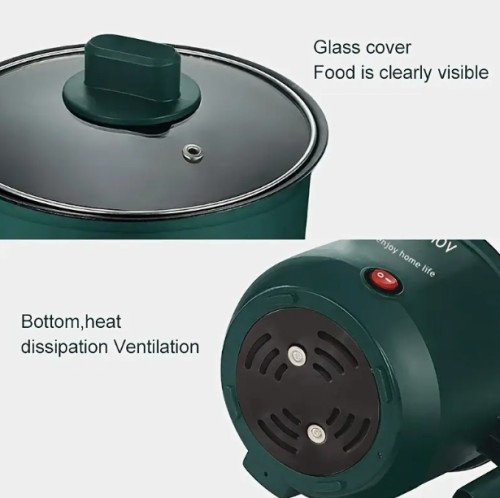 BALASHOV 전기 핫팟 1-3인용 - 휴대용 미니 논스틱 스테이머, 스튜/팟/스팀용 3종 멀티펑셔널 쿠커, 라면/계란/파스타/두부/수프/오트밀용 컴팩트 디자인, 220-240V 유럽 플러그, 주방 가전제품, 내구성 있는 주방 용품