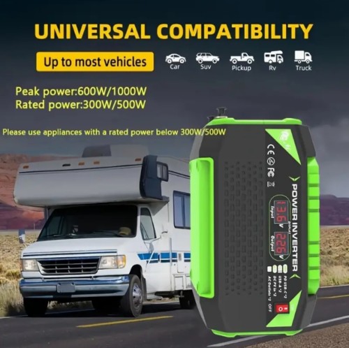 캠핑, RV, 트럭 및 차량용 휴대용 자동차 전원 인버터 1000W DC 12V에서 AC 110V/220V로 USB 포트 포함, 내장형 배터리, 6000W 출력, 36V 최대 입력, 110V/220V AC 전환, 컴팩트 디자인, 튼튼한 구조