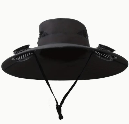 태양광 충전식 2단 조절형 180° 팬이 있는 UPF50+ 버킷햇, USB 및 태양열 충전 기능 - 해변, 캠핑, 낚시용