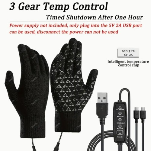 인텔리전트 온도 조절 전기 장갑, 양면 가열 기능, 고온 차단 보호, 편안하고 안전한 터치스크린 디자인. USB 직접 충전 가능 또는 휴대용 배터리 사용