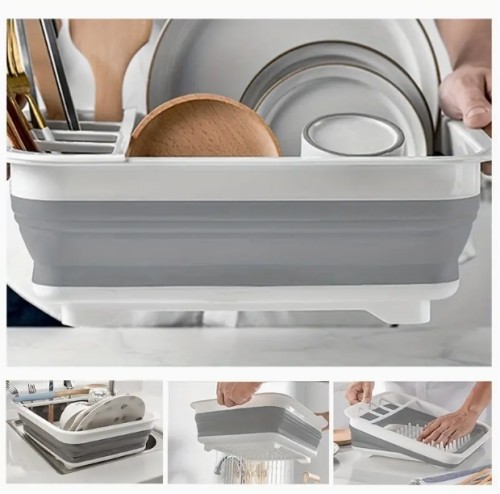 접이식 식기 건조대, 주방 용품 홀더 포함, 공간 절약형 접이식 싱크 배수대, 가정, RV, 캠핑용 - 1개 플라스틱 식기 건조대, 여행용 트레일러 및 주택차에 이상적