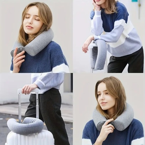 사계절 내내 필수적인 여행용 액세서리, 목, 턱, 허리를 지지하는 목베개 - 비행기에서 편안한 수면을 위한 조절 가능한 곡선 디자인