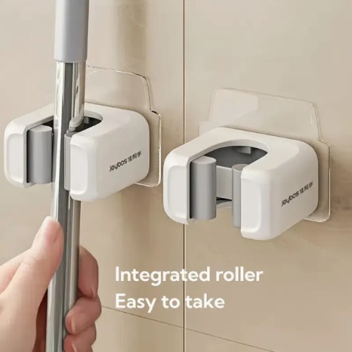 2개 세트 벽걸이형 걸레 & 빗자루 홀더, 무드릴 설치, 욕실 및 주방용 수납 선반, 다기능 도구 클립, 청소 액세서리 보관대, 가정용 가젯, 유틸리티 후크