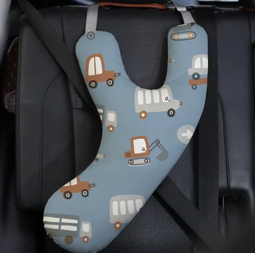 아이들을 위한 차량 안전벨트 넥 피로우, Y자형 안전벨트 여행 쿠션, 조절 가능한 어깨 패드, 긴 드라이브, 기차, 비행기를 위한 창의적인 물음표 디자인 - 폴리에스터 섬유, 1팩