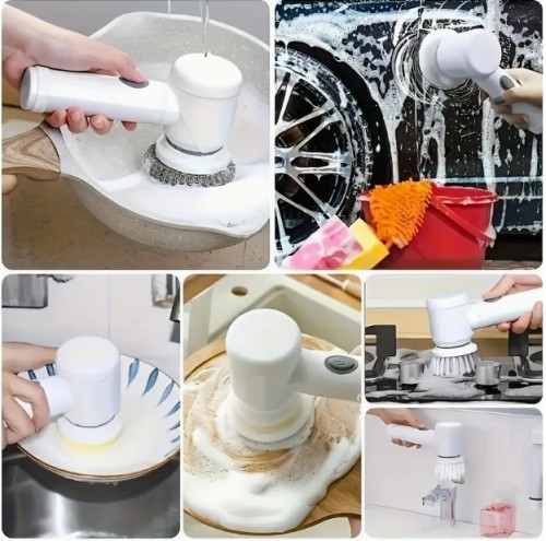 Lazy People용 전기 청소 브러시: 이 휴대용 청소 브러시에는 5개의 교체 가능한 헤드와 충전식 리튬 배터리가 함께 제공됩니다. 주방, 싱크, 신발, 침실, 자동차 및 욕실의 청소를 위한 적합한 제품입니다. 크리스마스 선물로 이상적인 제품으로 쉽게 얼룩을 제거할 수 있습니다.