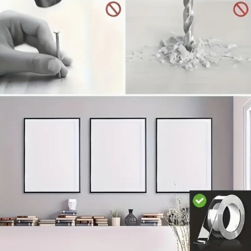 12개입 2개입 강력한 양면 나노 접착 테이프 - 초강력, 재사용 가능한 예술 및 휴일 장식용 - 모든 표면에 다용도 접착제