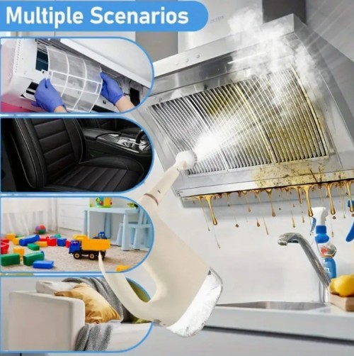 휴대용 고출력 핸드헬드 스팀 클리너, 1300W 조절 가능한 온도 및 압력 - 용량, 최대 온도 100°C, 다양한 청소 액세서리, 주방, 욕실, 가구 및 자동차 다기능 청소 - 유럽식 플러그