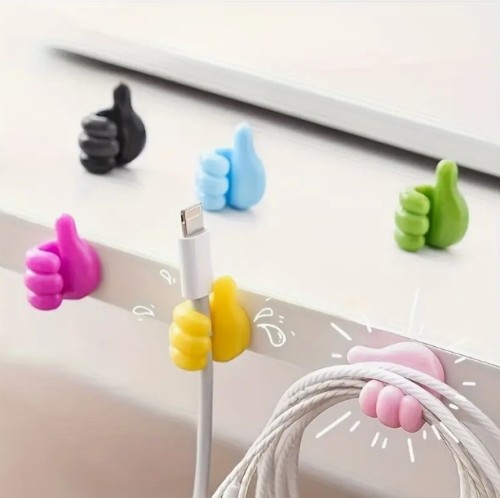 10개 만화 손 모양 접착 케이블 클립, 충전 코드 정리기, 휴대폰 및 데이터 라인 관리용 다기능 케이블 홀더, 가정용 보관 솔루션, 비전기식 케이블 정리 액세서리, 배터리 필요 없음