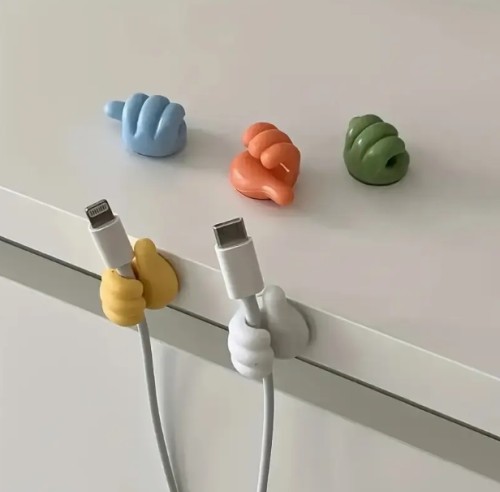 10개 만화 손 모양 접착 케이블 클립, 충전 코드 정리기, 휴대폰 및 데이터 라인 관리용 다기능 케이블 홀더, 가정용 보관 솔루션, 비전기식 케이블 정리 액세서리, 배터리 필요 없음