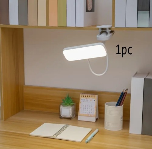 1개-유연한 스완넥 데스크 램프, 조광 가능한 3단계 터치 컨트롤 LED 눈 보호 데스크 램프, USB 충전식 야간등, 조절 가능한 클램프 LED 데스크 램프