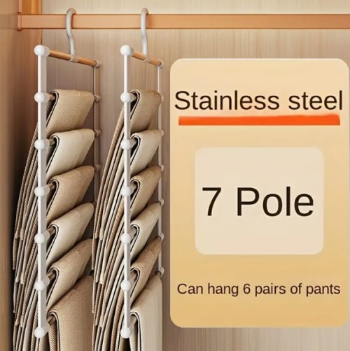 ITECHJOY 3개 스페이스 세이빙 폴더블 플라스틱 팬츠 랙 - 녹 방지 옷장 조직자 - 청바지, 레깅스 및 바지 - 내구성 다단 행거 폴리쉬 피니쉬, 의류 행거