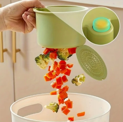 자동 청소 푸시형 싱크 필터 바구니 - 분리 가능한 바닥이 있는 자동 식품 폐기물 배수 바구니, 설치 및 제거가 쉽고 현대적인 주방 디자인에 적합, 사계절 내내 사용 가능