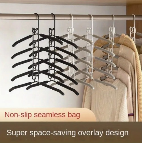 공간 절약형 5-in-1 다층 옷걸이, 분리 가능한 바지 랙 및 미끄럼 방지 스펀지 - 티셔츠, 청바지 등에 적합한 내구성 있는 금속 정리대