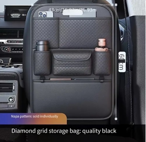 2025 PUPU PU 가죽 자동차 시트 백 수납가방 티슈 박스 포함 - 대용량 뒷좌석 보관 가방, 차량 필수품에 적합 - 범용 멀티백 행거형 트렁크 정리 가방 - 이상적인 선물