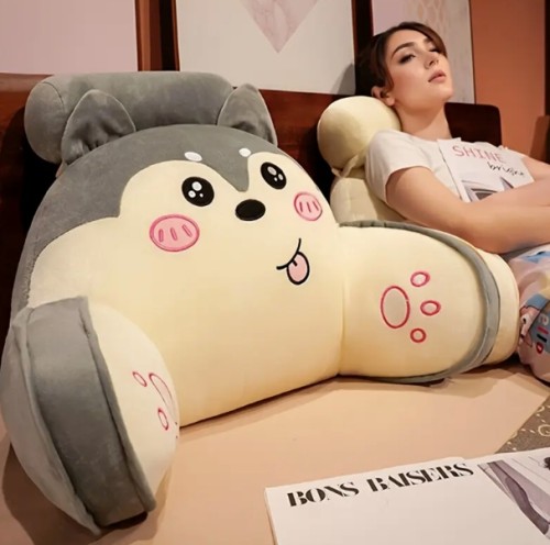 1개 귀여운 만화 캐릭터 플러시 등받이 베개, 포일리스터 직조 침대 옆 쿠션, 사랑스러운 동물 디자인, 혼합 색상, 침대나 소파에서 독서용 부드러운 지지 허리 베개, 귀여운 베개