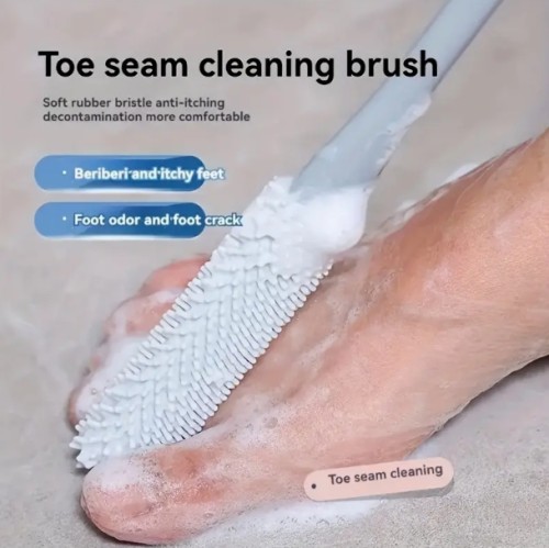 2-팩 긴 손잡이 발톱 브러시 세트, 무향 수동 발 관리 스크러버, 휴대용 샤워 발 브러시, 발가락 세척 및 메이크업 도포, 노인 발 관리 도구, 전기 또는 배터리 불필요