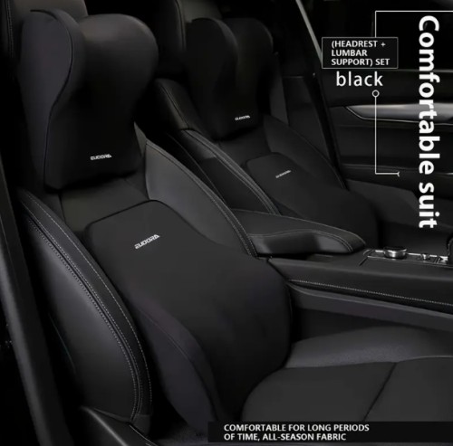 1 헤드레스트 + 1 요추 지지대 자동차용 인체공학적 목베개 세트 | 편안한 지원 | 대부분의 차량에 적합 | 컨투어 디자인, 내구성 있는 폴리에스터 커버, 장거리 운전용 차량 편안함 강화