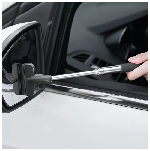 스테인리스 스틸 2-in-1 휴대용 리트랙터블 와이퍼 - 자동차 후방 거울, 앞유리, 유리 및 샤워 청소용 컴팩트 & 다용도, 핑크 핸들